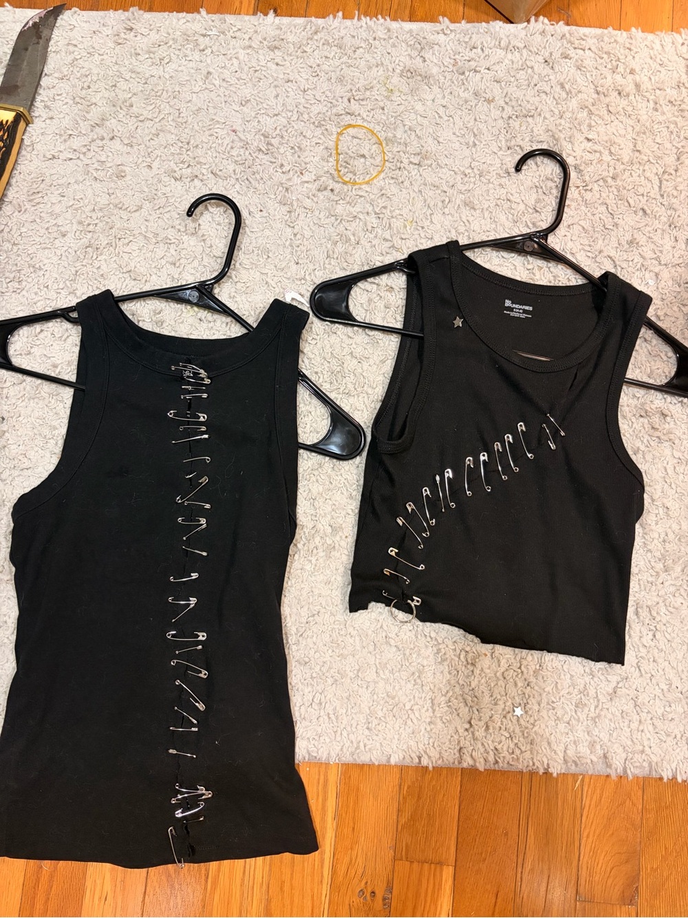 Original Retro Brand Black Tank Top with Safety Pin Accent - Picture 3 of 7